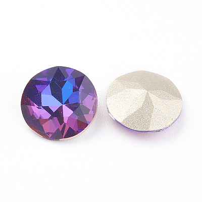 Pointed Back & Back Plated Glass Rhinestone Cabochons RGLA-J012-10mm-001VB-1