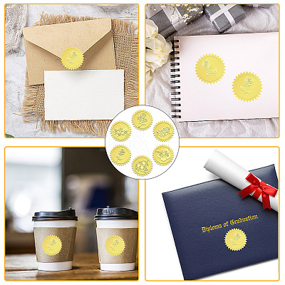 6 Patterns Aluminium-foil Paper Adhesive Embossed Stickers DIY-WH0451-003-1
