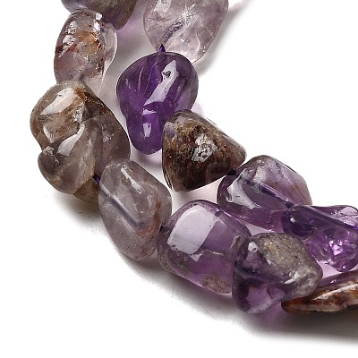 Natural Purple Phantom Quartz Purple Lodolite Quartz Beads Strands G-I390-A01-1