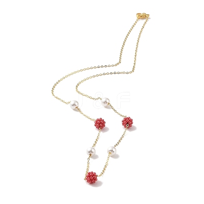 Plastic Imitation Pearl Beads Beads Necklace BJEW-B078-04G-1