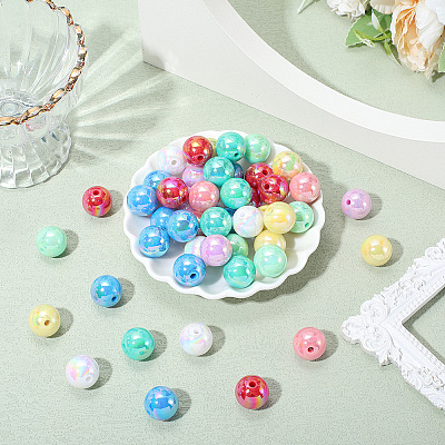 120Pcs 8 Colors Opaque Acrylic Beads MACR-PA0001-12-1