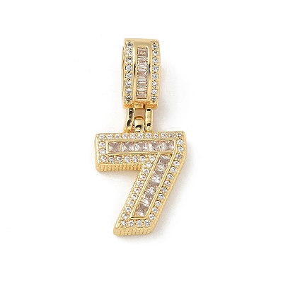 Brass Clear Cubic Zirconia European Dangle Charms KK-R003-01G-07-1