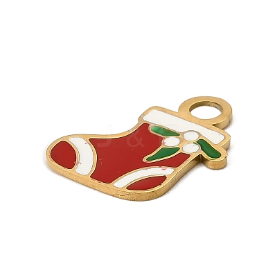 Christmas 304 Stainless Steel Enamel Charms LS-STAS-I356-02G-04-1