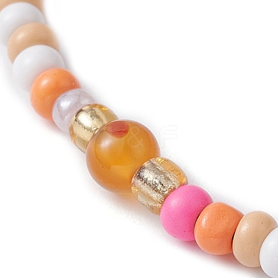Natural Mixed Gemstone & Glass Seed Braided Bead Bracelet BJEW-JB09530-1