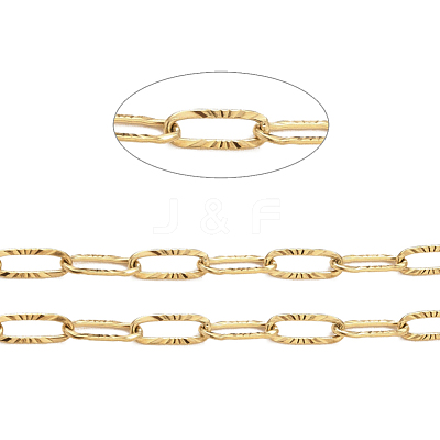 3.28 Feet 304 Stainless Steel Textured Paperclip Chains X-CHS-I009-01G-1