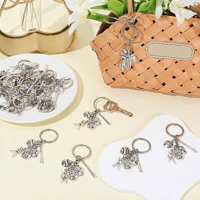 20Pcs Alloy Baseball Player & Baseball Bat & Hat Keychains KEYC-SC00044-1