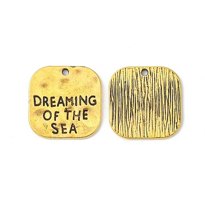 Hammered Square Carved Word Dreaming of the Sea Tibetan Style X-PALLOY-A15333-AG-NF-1