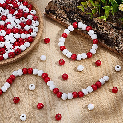 600Pcs 2 Colors Dyed Natural Wood Beads WOOD-SC0002-37A-1