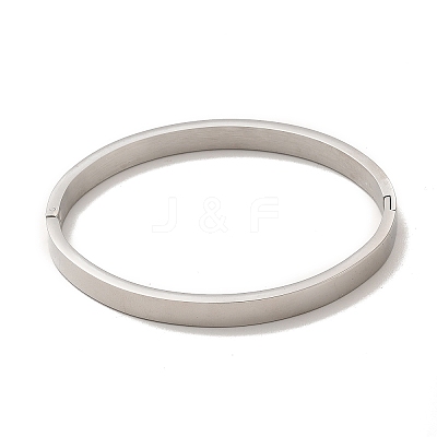 Egg Shaped 201 Stainless Steel Grooved Hinged Bangles STAS-G306-04P-1