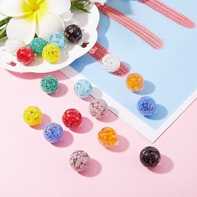 18Pcs 9 Colors Handmade Gold Sand Lampwork Beads LAMP-SZ0001-05-1