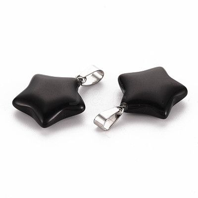 Star Natural Black Stone Pendants G-Q367-23-1