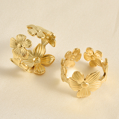304 Stainless Steel Cuff Open Rings for Women LS-KF1172-2-1