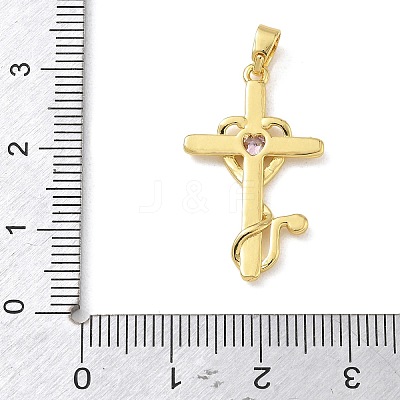 Brass Micro Pave Pink Cubic Zirconia Pendants CU-CBA280C-09G-1
