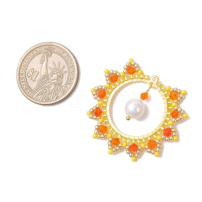 3Pcs 3 Colors Glass Seed Beaded Sun Pendants PALLOY-MZ00857-1