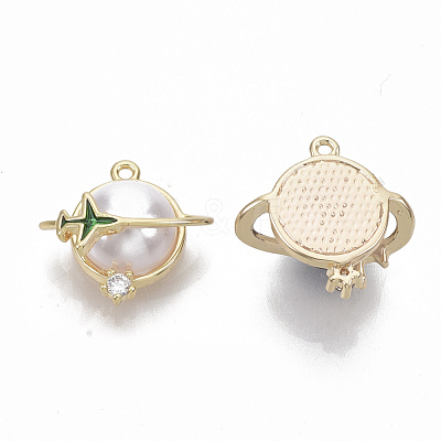 Brass Cubic Zirconia Universe Space Charms KK-T050-46G-NF-1