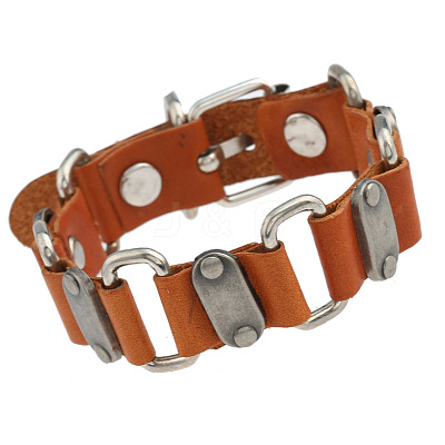 Industrial Cowhide & Alloy & Iron Cord Bracelets FS-WGF1BAF-02-1