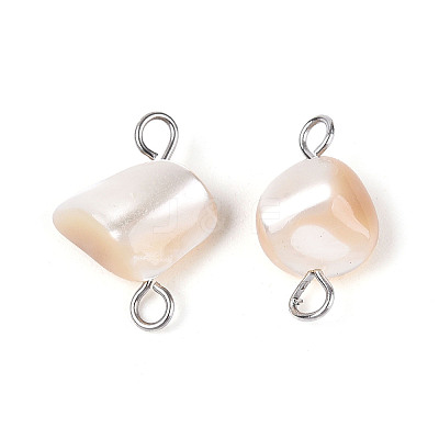 Natural Shell Nuggets Connector Charms STAS-D378-22P-1