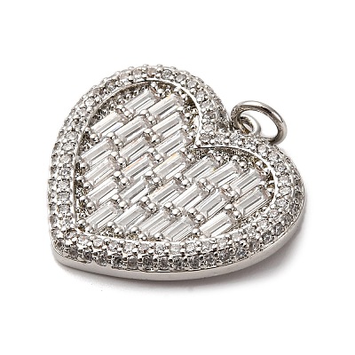 Brass Micro Pave Clear Cubic Zirconia Pendants KK-U076-21P-1