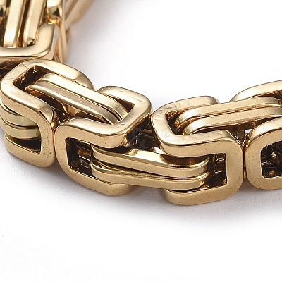 Ion Plating(IP) Unisex 201 Stainless Steel Byzantine Chain Bracelets BJEW-L637-34C-G-1
