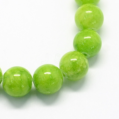 Natural Dyed Yellow Jade Gemstone Bead Strands G-R271-8mm-Y12-1