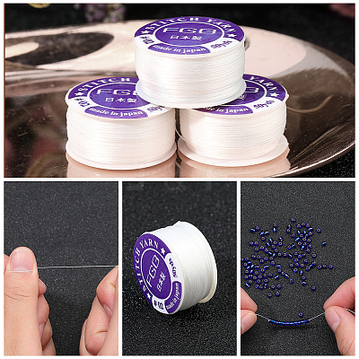 3 Rolls Special Coated Nylon Beading Threads for Seed Beads OCOR-PA0001-02C-1