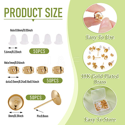 50Pcs Brass Earring Settings KK-TA0008-38A-1