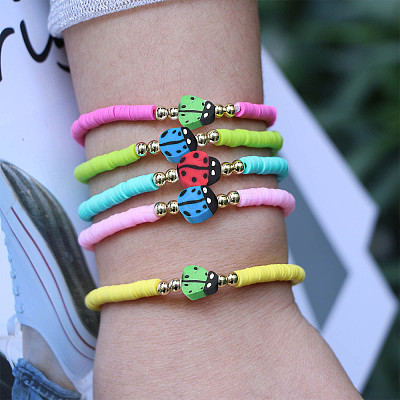 5 Strands Handmade Polymer Clay Beads CLAY-SC0001-45A-1