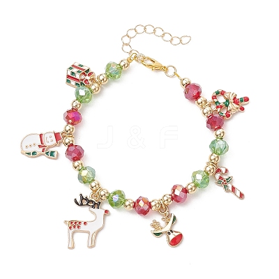 Christmas Alloy Enamel Charm Bracelets BJEW-JB12077-03-1
