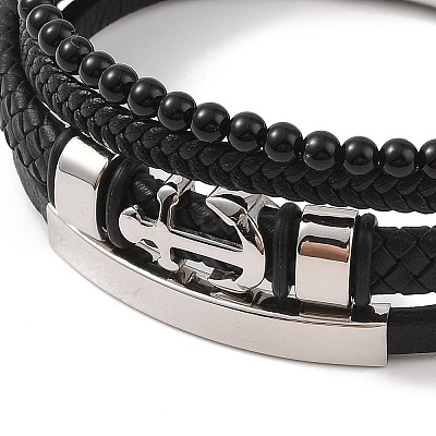 Braided Microfiber Leather Multi-strand Bracelets BJEW-B096-06B-1