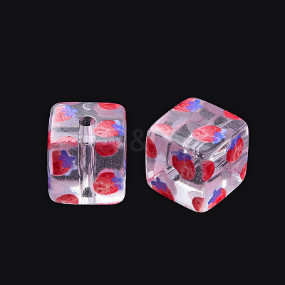 Transparent Printed Acrylic Beads MACR-S374-08A-03-1