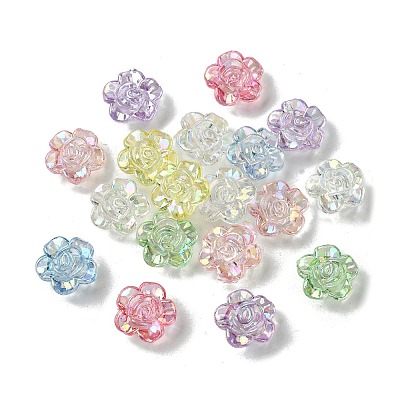 UV Plating Iridescent Transparent Acrylic Beads LS-OACR-O006-07D-1