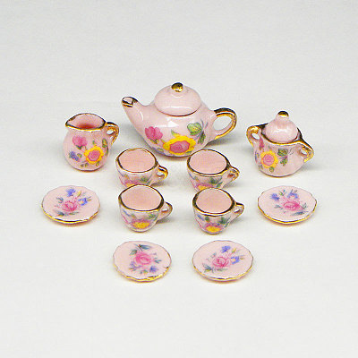Porcelain Miniature Teapot Cup Set Ornaments PORC-PW0001-053D-1