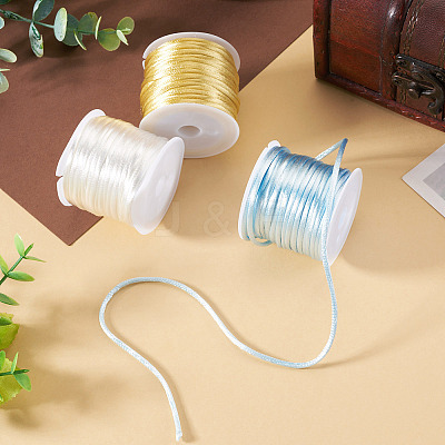 3 Rolls 3 Colors Nylon Satin Rattail Cords NWIR-TA0001-45A-1