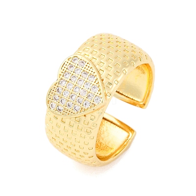 Brass Micro Pave Clear Cubic Zirconia Cuff Rings RJEW-U047-18G-1