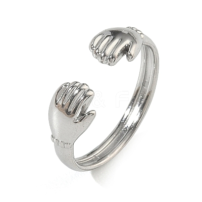 304 Stainless Steel Cuff Open Rings for Women RJEW-L341-05B-P-1