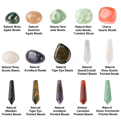 15Pcs 15 Styles Natural Mixed Gemstone Beads G-FS0005-81-1
