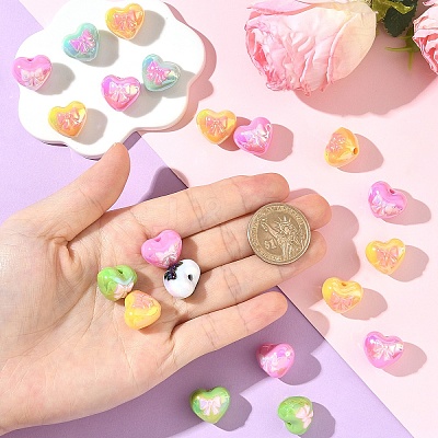 20Pcs UV Plated Opaque Acrylic Beads PACR-YW0001-53-1
