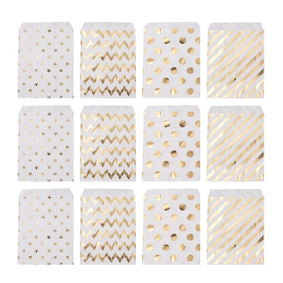 100Pcs 4 Patterns Eco-Friendly Kraft Paper Bags CARB-LS0001-02C-1
