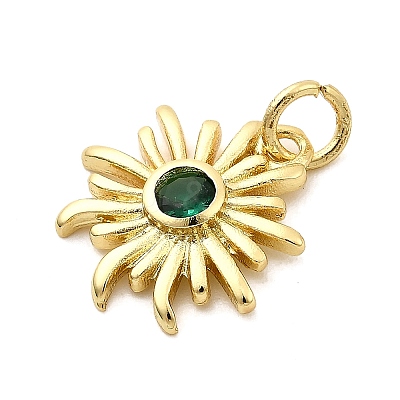 Sun Brass Micro Pave Cubic Zirconia Pendants KK-C134-11G-02-1