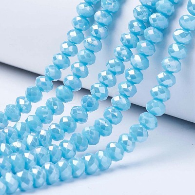 Electroplate Glass Beads Strands EGLA-A034-P6mm-B15-1