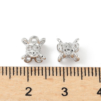 Brass Micro Pave Clear Cubic Zirconia Bead Caps KK-V015-24P-1