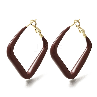 Brass Rhombus Hoop Earrings LS-EJEW-A121-12D-G-1