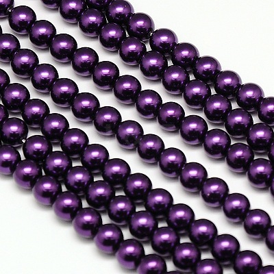 Eco-Friendly Dyed Glass Pearl Round Beads Strands X-HY-A002-6mm-RB099-1