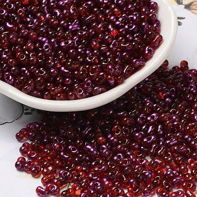 Spray Painted Glass Seed Beads SEED-F005-06A-04-1