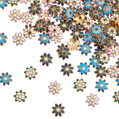 100Pcs Multi-Petal Alloy Enamel Bead Caps FIND-HY0001-07-1