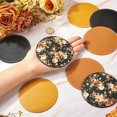 Magibead 8Pcs 4 Styles PU Leather Cup Mats AJEW-MB0001-09A-1