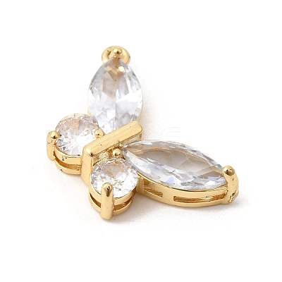Brass Micro Pave Clear Cubic Zirconia Pendants KK-K419-04G-1