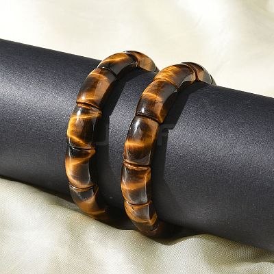 Natural Tiger Eye Bead Stretch Bracelets for Women Men BJEW-C097-02C-1