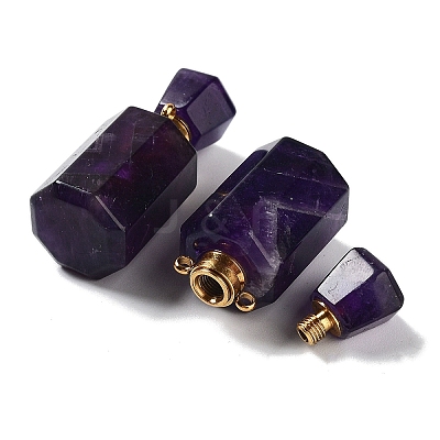 Natural Amethyst Perfume Bottle Pendants G-A026-16B-02-1