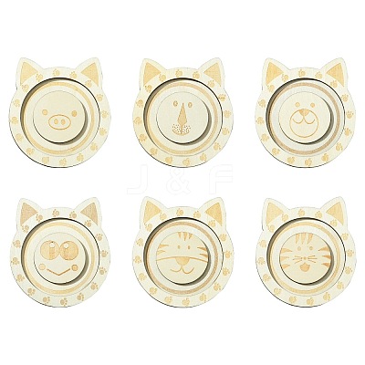 6Pcs 6 Styles Animal Theme Wood Single Bracelet Display Trays ST-CJ0022-03-1